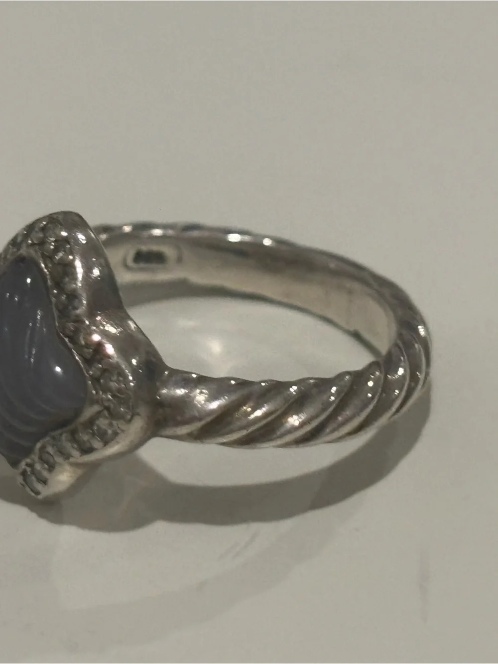 David Yurman Albion Hematite and Pavé Diamond ring, Sterling Silver